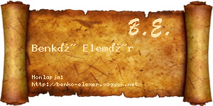 Benkő Elemér névjegykártya